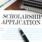 Scholarship application form with pen.