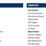 ACC and American Athletic Conference teams.