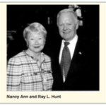 Here's an alt tag for the image: Nancy Ann and Ray L. Hunt portrait.