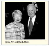 Here's an alt tag for the image: Nancy Ann and Ray L. Hunt portrait.