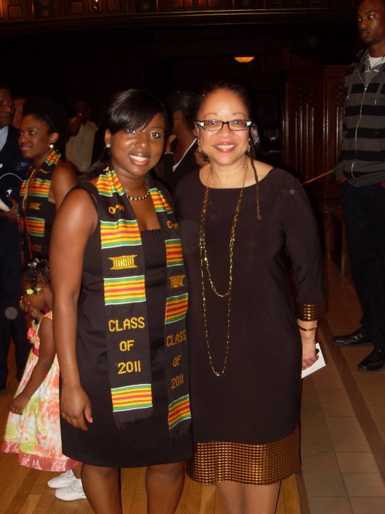 Two women at graduation ceremony, 2011.